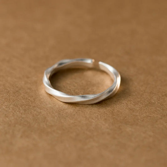 Foot Silver 999 Ring New Simple Niche Fashion Commuter Frosted Twist Pattern Couple Ring TWINKLE QUEEN