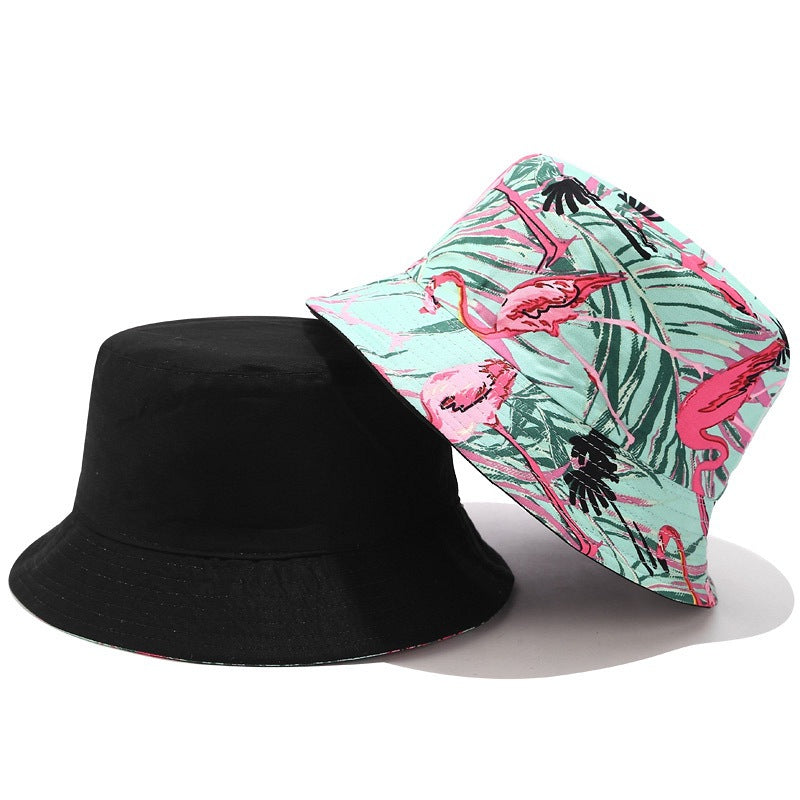 European and American ins fisherman hat for women, new print, reversible, sun hat, outdoor travel, foldable basin hat for summer