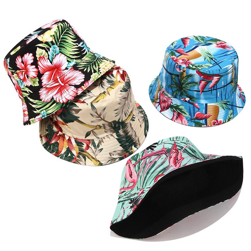 European and American ins fisherman hat for women, new print, reversible, sun hat, outdoor travel, foldable basin hat for summer