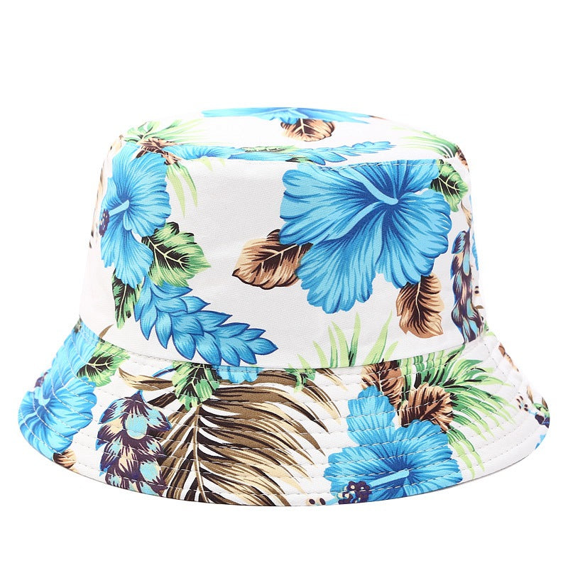 European and American ins fisherman hat for women, new print, reversible, sun hat, outdoor travel, foldable basin hat for summer