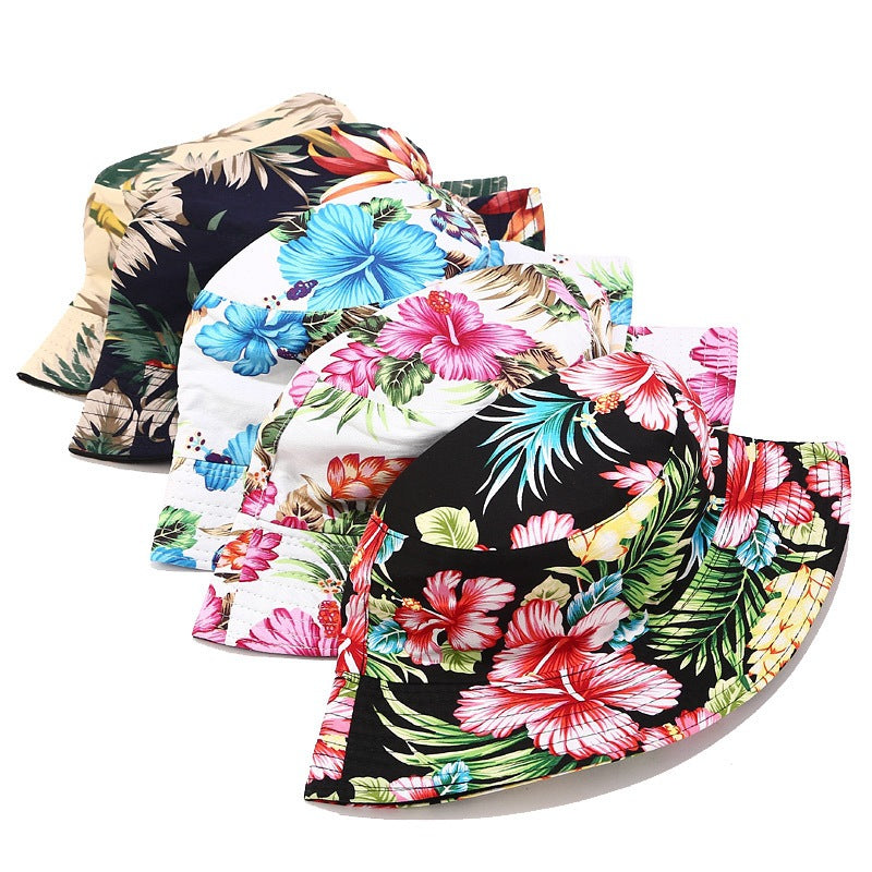 European and American ins fisherman hat for women, new print, reversible, sun hat, outdoor travel, foldable basin hat for summer