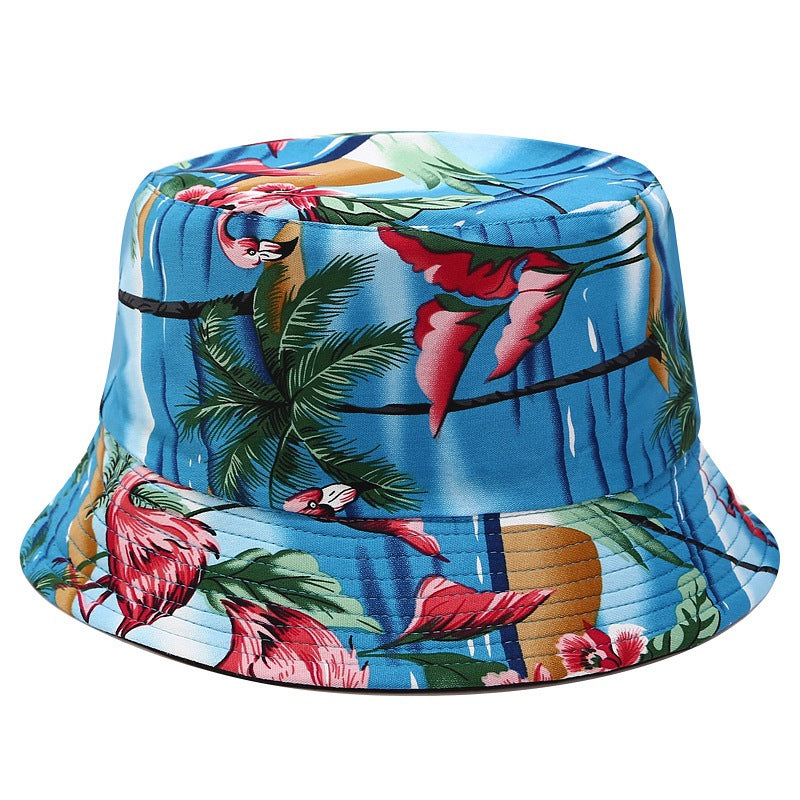 European and American ins fisherman hat for women, new print, reversible, sun hat, outdoor travel, foldable basin hat for summer