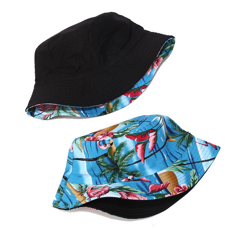 European and American ins fisherman hat for women, new print, reversible, sun hat, outdoor travel, foldable basin hat for summer