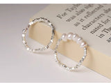S925 sterling silver pearl ring geometric broken silver irregular design Joint ring light luxury fashion personality tail ring