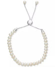 White Cultured Freshwater Pearl (6-1/2mm) Bolo Bracelet in Sterling Silver (Also in Gray or Pink Cultured Freshwater Pearl)