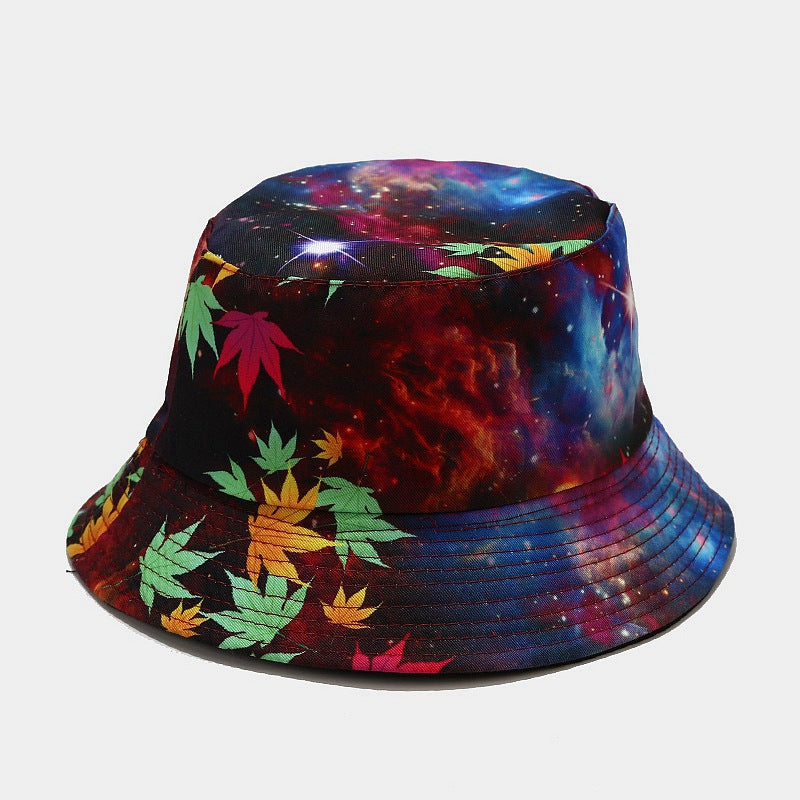 New European and American ins style plant print pattern fisherman hat for women, spring and summer outdoor sun protection and sunshade hat for men, bucket hat