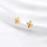 S925 Sterling Silver Vintage Light Luxury Frosted Golden Four-petal Flower Earrings for Women Korean-style Gardenia Sweet Earrings TWINKLE QUEEN