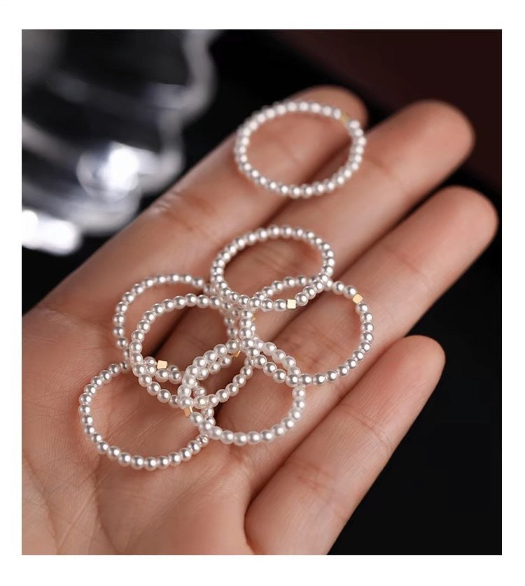 S925 Sterling Silver Retro High-end Sense Overlapping Pearl Ring Niche Unique Tail Ring Light Luxury Sweet Ring  Women