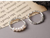 S925 sterling silver pearl ring geometric broken silver irregular design Joint ring light luxury fashion personality tail ring