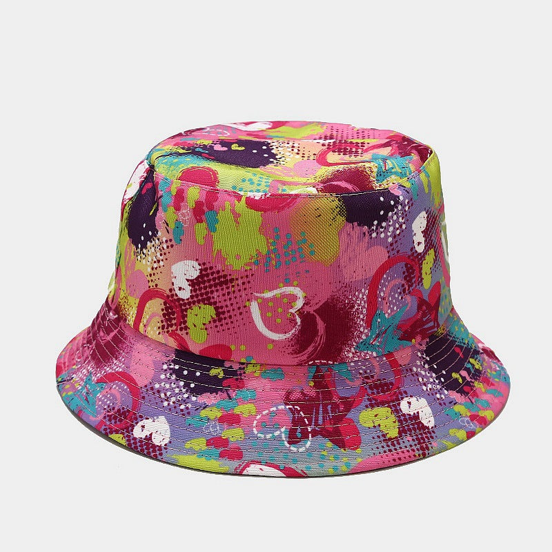 New European and American ins style plant print pattern fisherman hat for women, spring and summer outdoor sun protection and sunshade hat for men, bucket hat