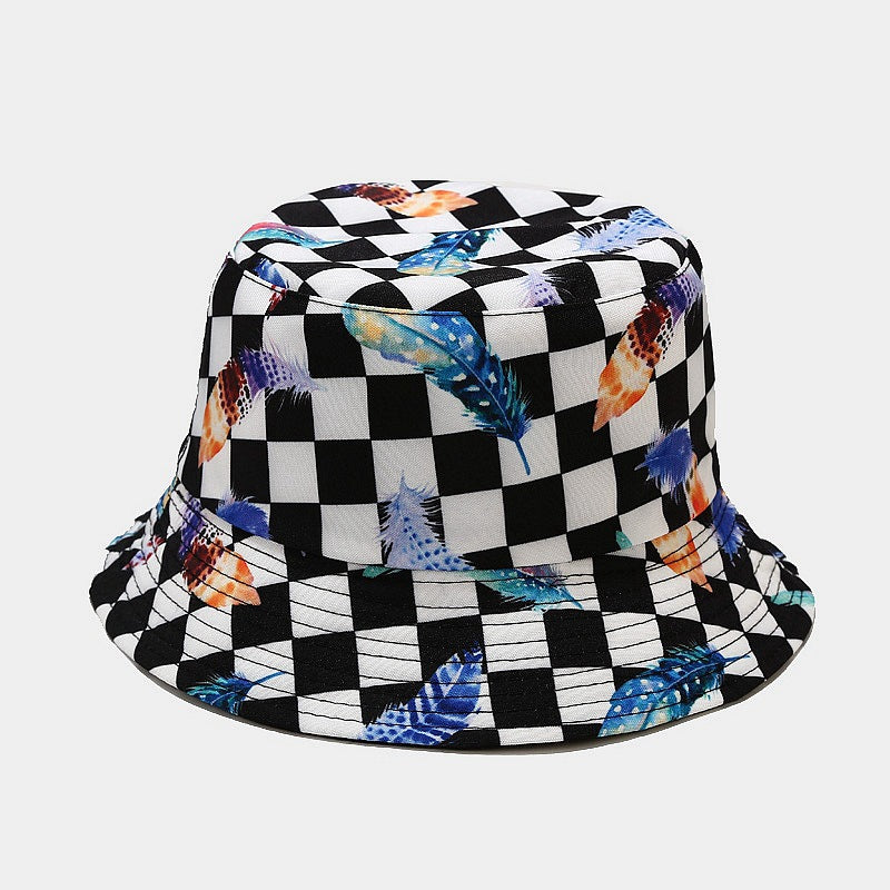 New European and American ins style plant print pattern fisherman hat for women, spring and summer outdoor sun protection and sunshade hat for men, bucket hat