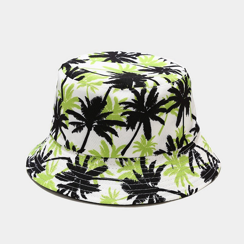 New European and American ins style plant print pattern fisherman hat for women, spring and summer outdoor sun protection and sunshade hat for men, bucket hat
