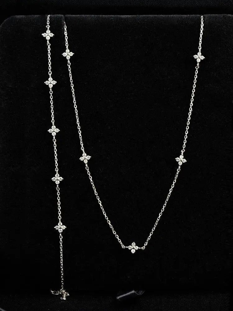 S925 Sterling Silver Necklace Four-leaf Clover Plated 18K Gold Light Luxury Star Elegant High-grade Glep New Arch Chain TWINKLE QUEEN