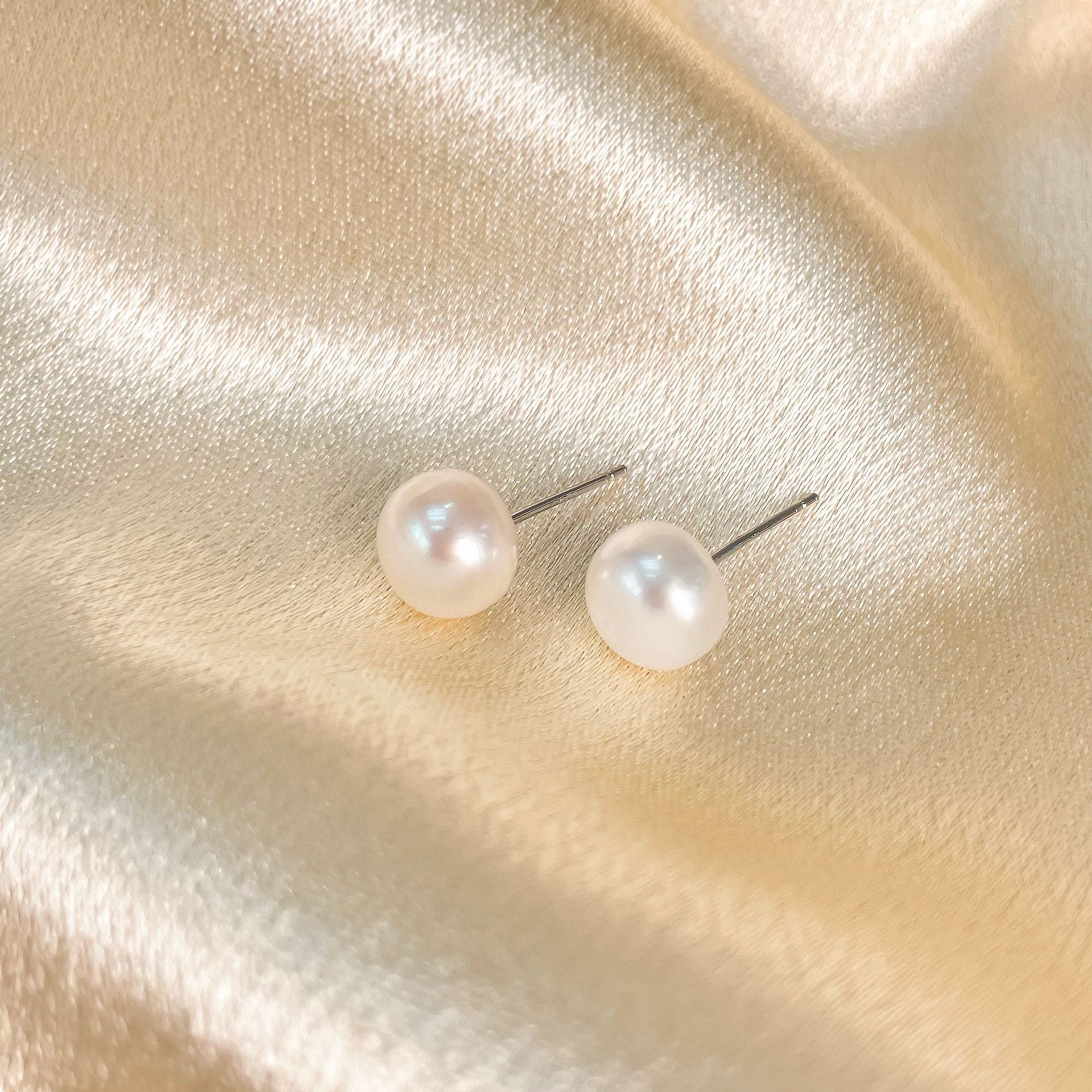 Natural Freshwater Pearl Necklace Three-Piece Set Sterling Silver  suit Mother's Day Gift
