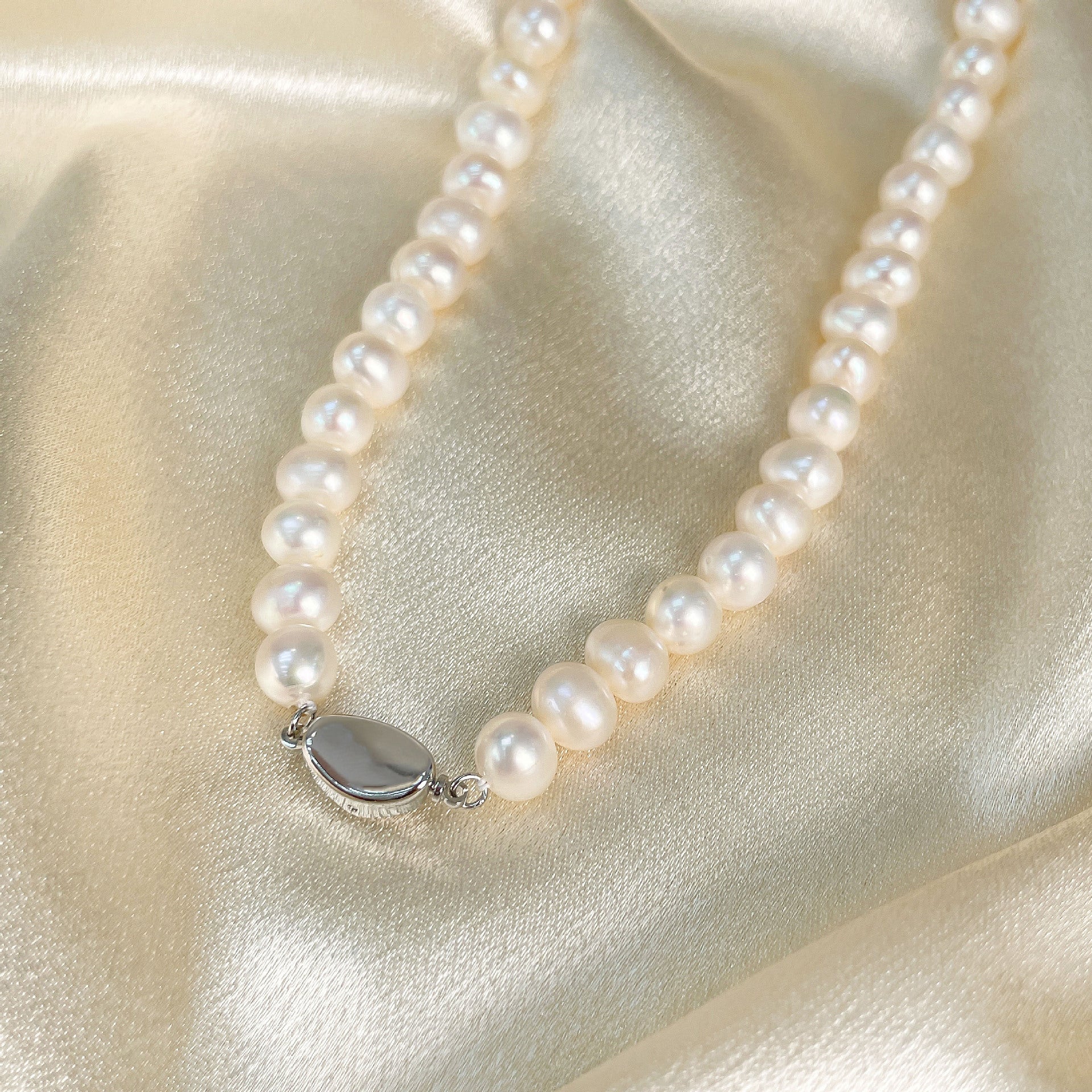 Natural Freshwater Pearl Necklace Three-Piece Set Sterling Silver  suit Mother's Day Gift