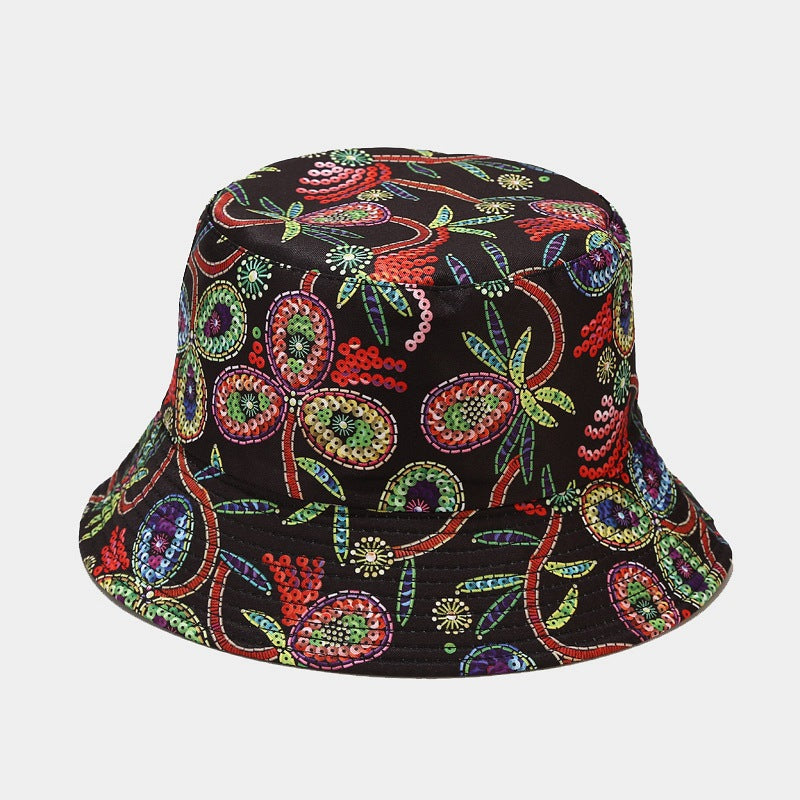 New European and American ins style plant print pattern fisherman hat for women, spring and summer outdoor sun protection and sunshade hat for men, bucket hat