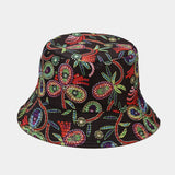 New European and American ins style plant print pattern fisherman hat for women, spring and summer outdoor sun protection and sunshade hat for men, bucket hat