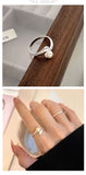 S925 Sterling Silver Freshwater Pearl Ring Women's Open Ring ins Light Luxury High-end Bright Silver Korean-style All-match Small Fresh