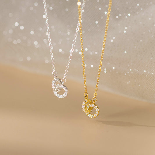 925 silver light luxury high-end new ins ladies clavicle chain diamond ring interlocking necklace