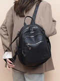 Backpack Women's Soft Leather Small Backpack 2025 New Fashionable Casual All-match Large Capacity Multi-layer Portable Shoulder Crossbody Bag