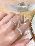 S925 sterling silver pearl ring geometric broken silver irregular design Joint ring light luxury fashion personality tail ring