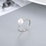Japanese and Korean Style Simple New S925 Silver Ring Women's Open Fashion Cool Freshwater Pearl Ring