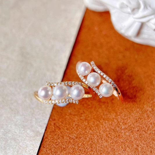Full Body s925 Sterling Silver Women's Pearl Ring Full Diamond Niche Original Design French Retro Ring All-match New Style