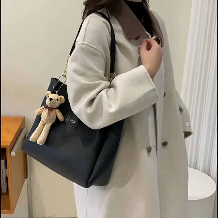 Korean Style Texchy Large Capacity Tote Bag Women's 2025 New Fashionable Fashionable Casual Student Class Bag Shoulder Bag