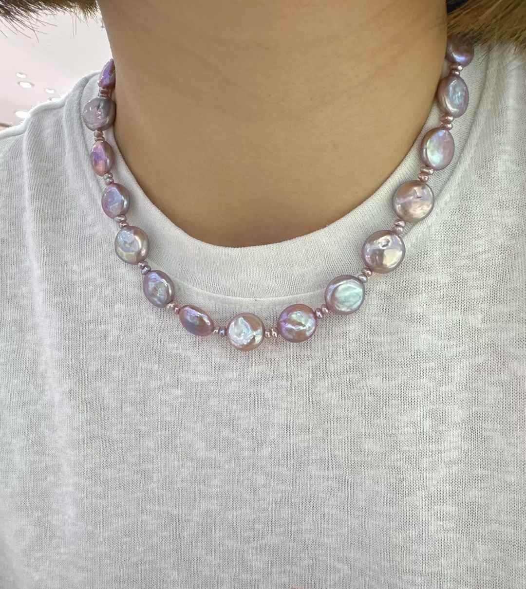 COLLAR Y PULSERA DE PERLA BARROCA NATURAL MORADA