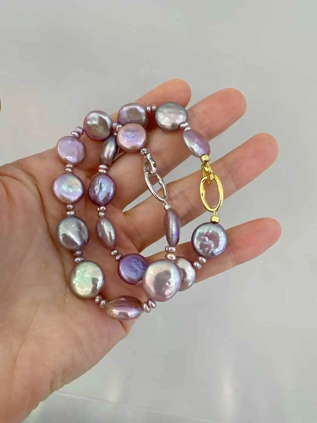 COLLAR Y PULSERA DE PERLA BARROCA NATURAL MORADA