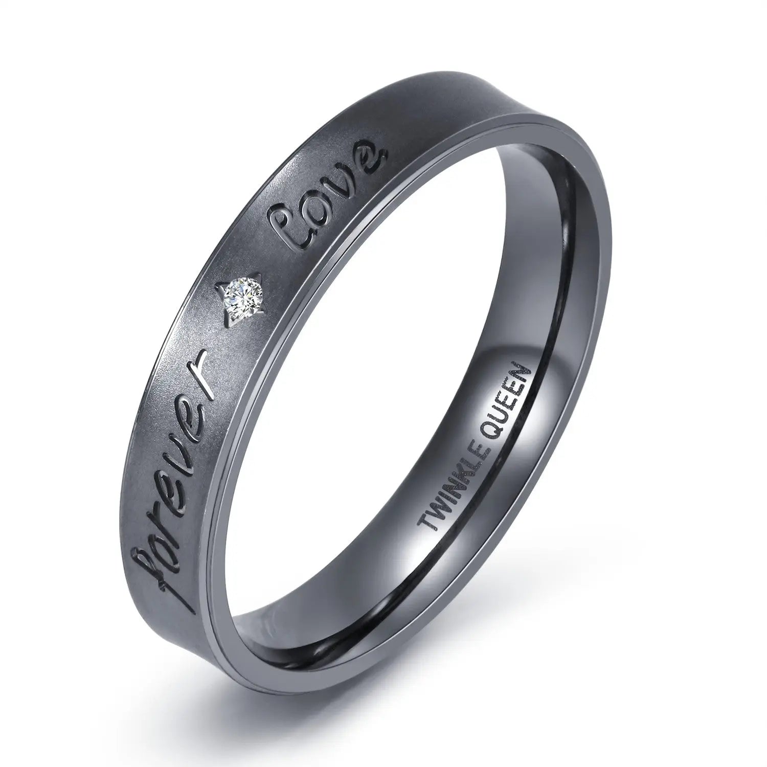 TWINKLE QUEEN Gold Plated S925 Silver Promise Ring Couple Wedding Engagement  Band for Women Men Lovers  Bridal Jewelry Gifts