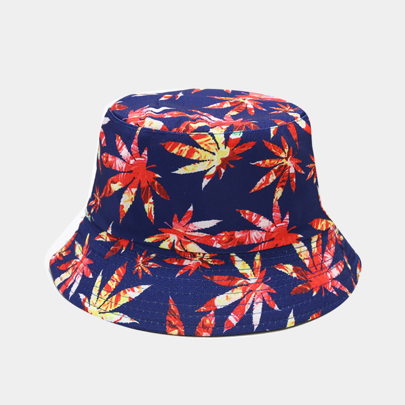 New European and American ins style plant print pattern fisherman hat for women, spring and summer outdoor sun protection and sunshade hat for men, bucket hat