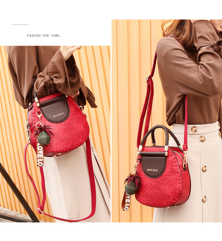 Genuine Leather Vintage Woven Handbag Women's 2025 New Casual All-match Crossbody Bag Fashion Texted Shoulder Bag