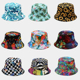 New European and American ins style plant print pattern fisherman hat for women, spring and summer outdoor sun protection and sunshade hat for men, bucket hat
