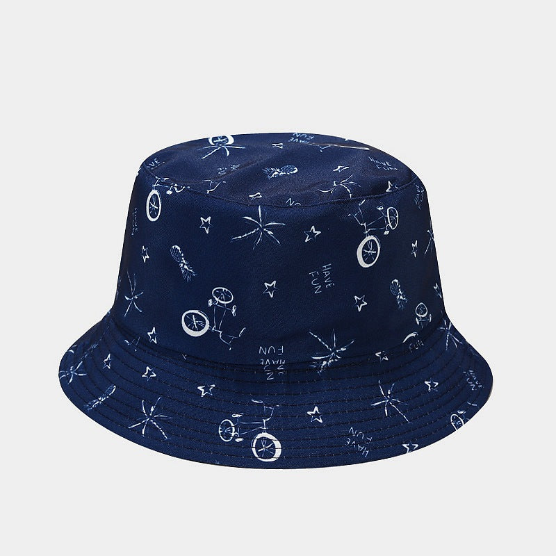 New European and American ins style plant print pattern fisherman hat for women, spring and summer outdoor sun protection and sunshade hat for men, bucket hat