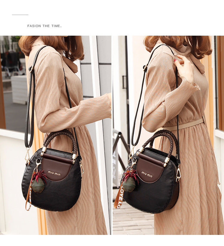 Genuine Leather Vintage Woven Handbag Women's 2025 New Casual All-match Crossbody Bag Fashion Texted Shoulder Bag