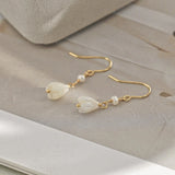 925 Sterling Silver Natural Pearl Shell Orchid Earrings Women's French Retro Earrings Niche Design New TWINKLE QUEEN