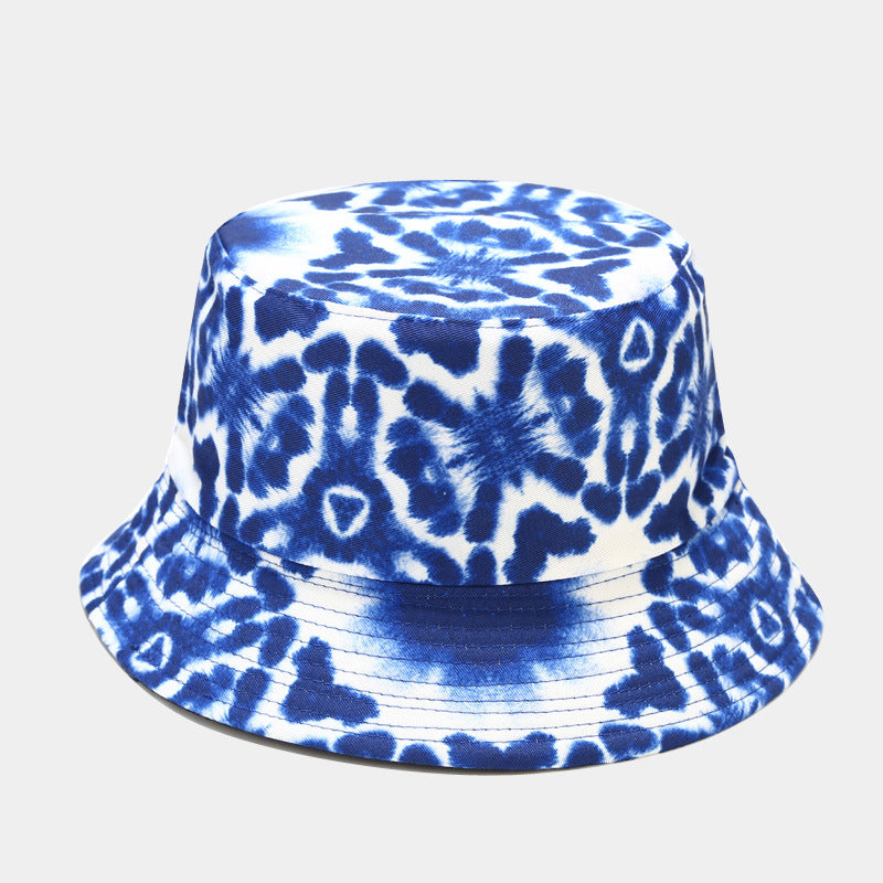 New European and American ins style plant print pattern fisherman hat for women, spring and summer outdoor sun protection and sunshade hat for men, bucket hat
