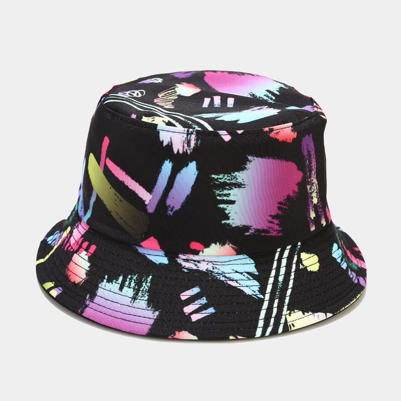 New European and American ins style plant print pattern fisherman hat for women, spring and summer outdoor sun protection and sunshade hat for men, bucket hat