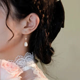 925 Sterling Silver Natural Pearl Shell Orchid Earrings Women's French Retro Earrings Niche Design New TWINKLE QUEEN