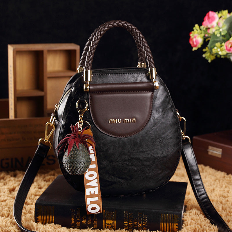 Genuine Leather Vintage Woven Handbag Women's 2025 New Casual All-match Crossbody Bag Fashion Texted Shoulder Bag
