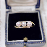 Full Body s925 Sterling Silver Women's Pearl Ring Full Diamond Niche Original Design French Retro Ring All-match New Style