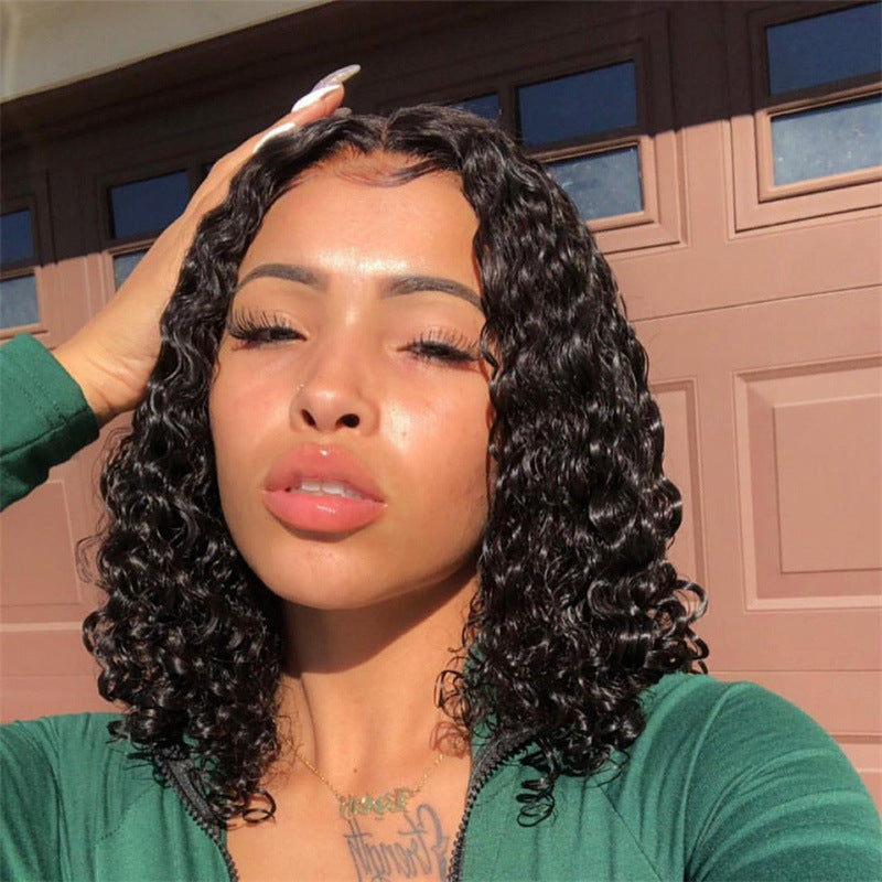 Wig ladies  curly hair small volume micro volume explosive headgear