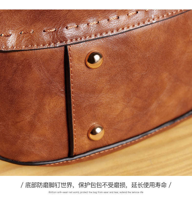 Genuine Leather Vintage Woven Handbag Women's 2025 New Casual All-match Crossbody Bag Fashion Texted Shoulder Bag