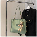 Korean Style Texchy Large Capacity Tote Bag Women's 2025 New Fashionable Fashionable Casual Student Class Bag Shoulder Bag