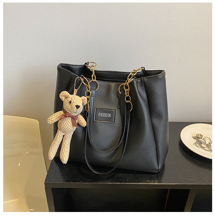 Korean Style Texchy Large Capacity Tote Bag Women's 2025 New Fashionable Fashionable Casual Student Class Bag Shoulder Bag