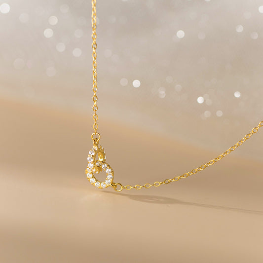 925 silver light luxury high-end new ins ladies clavicle chain diamond ring interlocking necklace