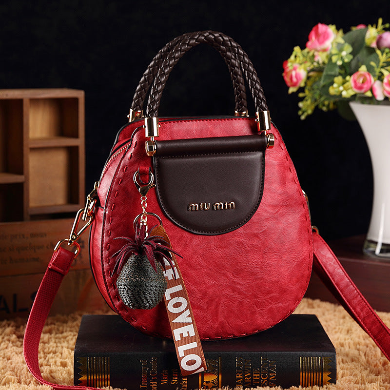 Genuine Leather Vintage Woven Handbag Women's 2025 New Casual All-match Crossbody Bag Fashion Texted Shoulder Bag