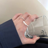 S925 sterling silver pearl ring geometric broken silver irregular design Joint ring light luxury fashion personality tail ring