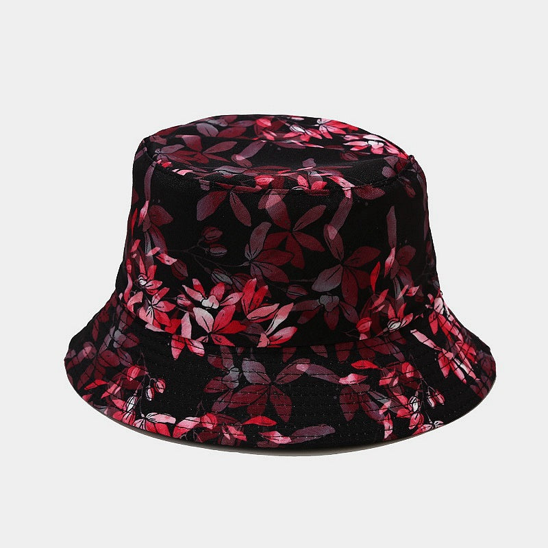 New European and American ins style plant print pattern fisherman hat for women, spring and summer outdoor sun protection and sunshade hat for men, bucket hat